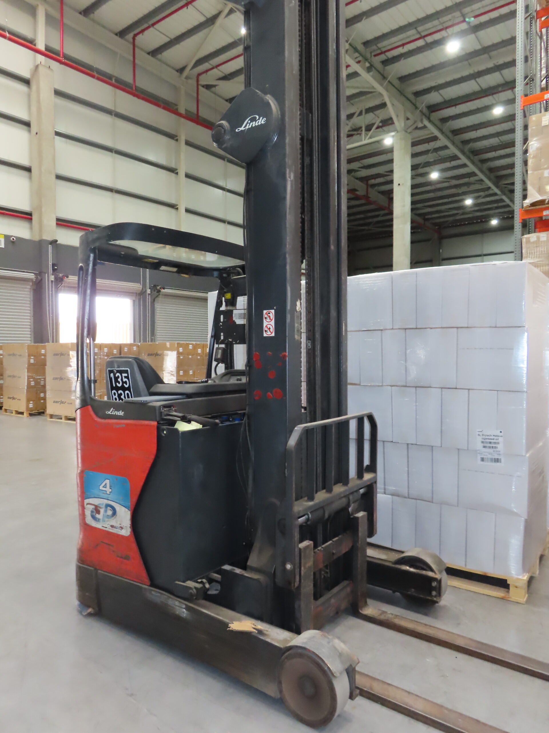 Warehouse interior with racked pallets